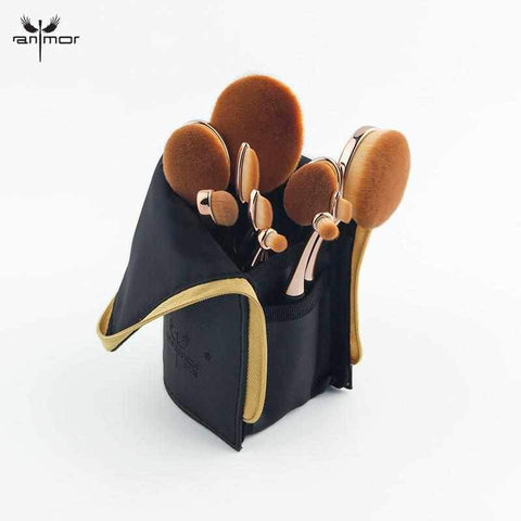 Image of 10pcs Professional Oval Makeup Brushes Set