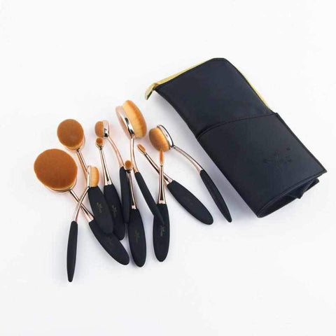 Image of 10pcs Professional Oval Makeup Brushes Set