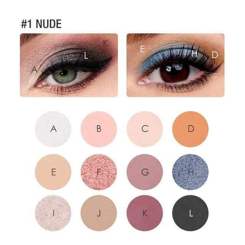 Image of WONDER/NUDE/PINK Eyeshadow 12 Colors Matte-Shimmer