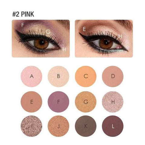 Image of WONDER/NUDE/PINK Eyeshadow 12 Colors Matte-Shimmer