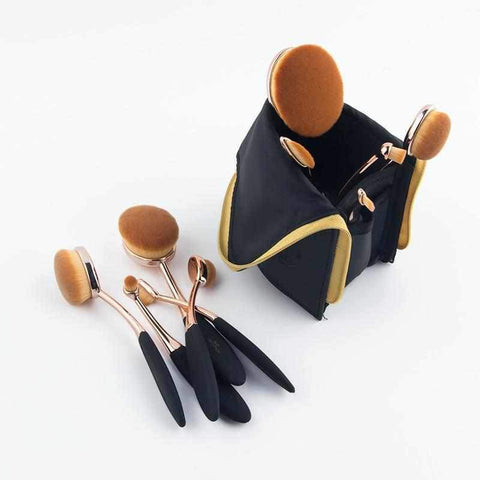 Image of 10pcs Professional Oval Makeup Brushes Set