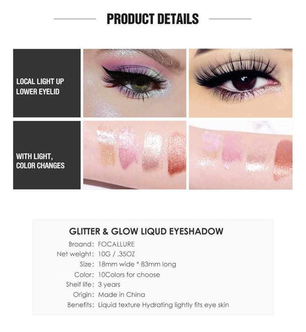 Image of 10 Colors Glitter/Shimmer Liquid Eyeshadow